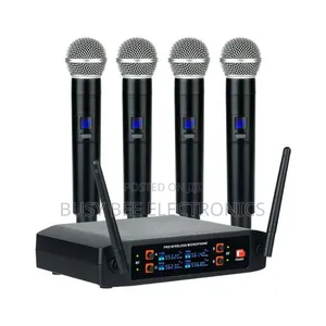 Professional 4-Channel Dual Handheld Uhf Wireless Karaoke Microphone