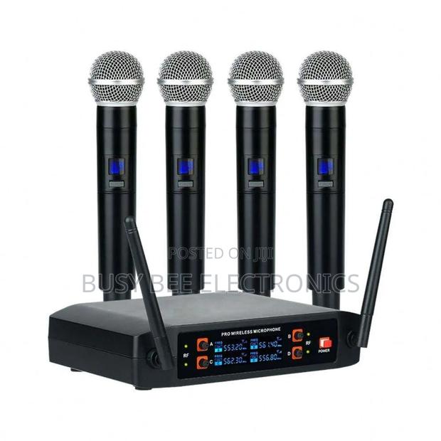 Professional 4-Channel Dual Handheld Uhf Wireless Karaoke Microphone - thumbnail 4