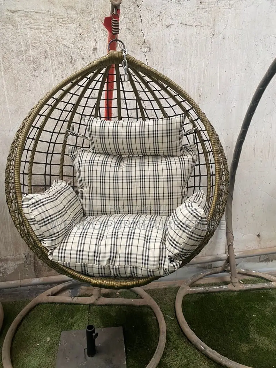 Home Chairs; Rattan Hammock Seat With Round Tuffed Backrest
