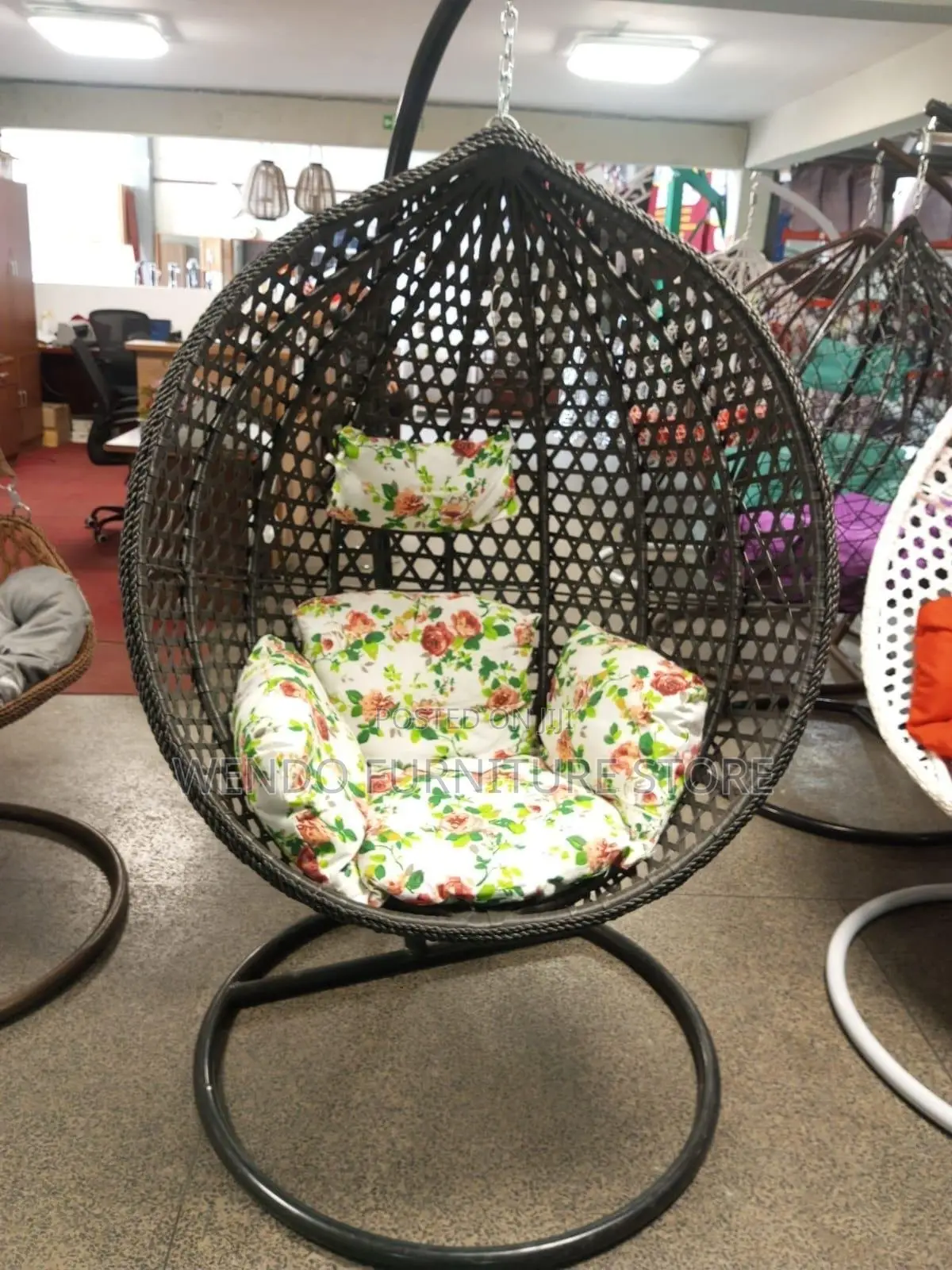 Home Chairs; Rattan Hammock Seat With Round Tuffed Backrest