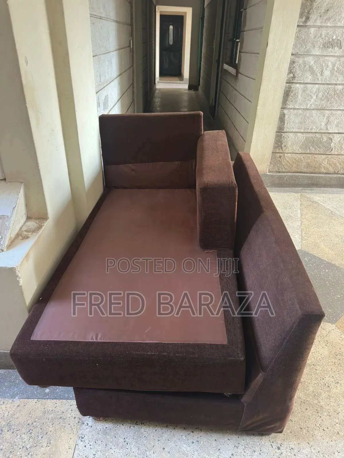 Five Seater L-Shape Brown Sofa