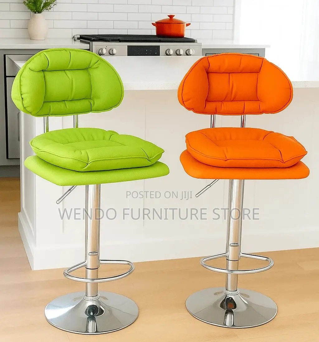 Barstools; Leather Reclining Height Swivel Kitchen Barstools
