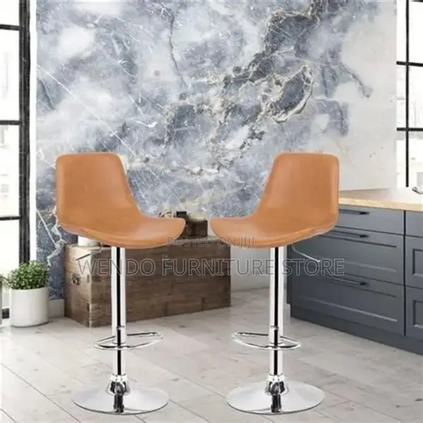 Barstools; Leather Reclining Height Swivel Kitchen Barstools