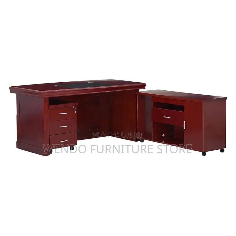 Office Desk; 1.8 Meters Mahogany Spacious Top Desk With L Shape