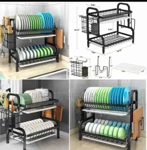 Premium 2 Tier Carbon Steel Dish Rack Organizer