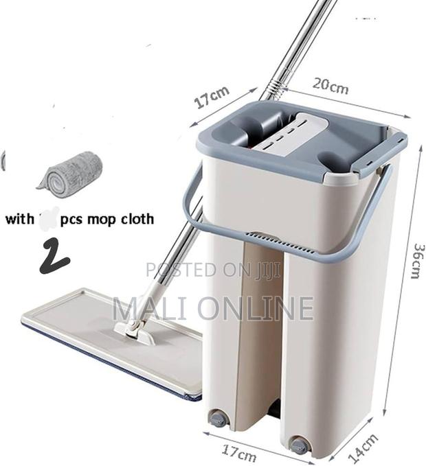 Magic Mop With Bucket 360° Rotating Flat Squeeze Mop 2 Microfiber Pads - thumbnail 2