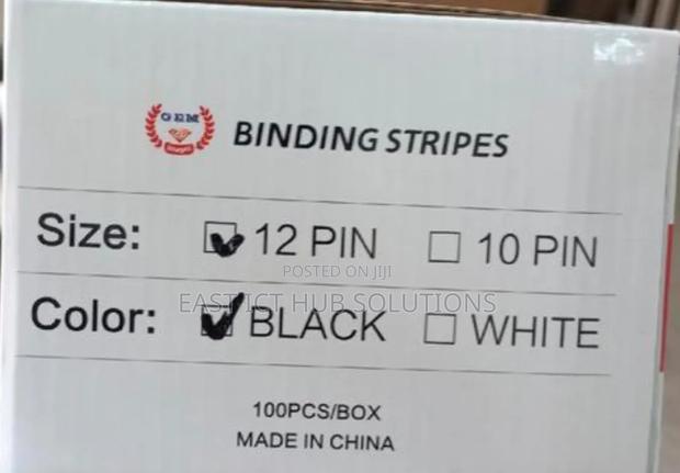 100-Pack 12-Pin Veloh Binding Strips - Black Durable Plastic - main view