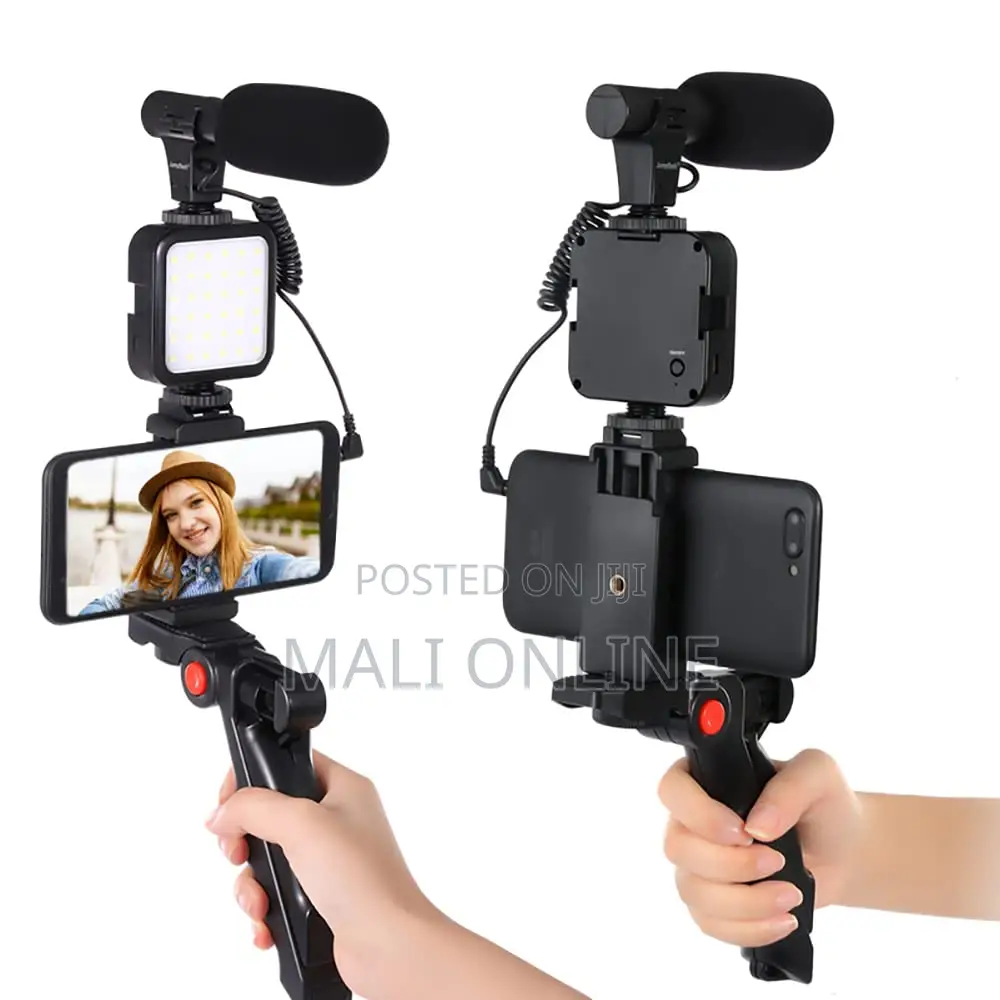 Ay-49 Smartphone Video Vlogging Kit Tripod Led Light Microphone Remote