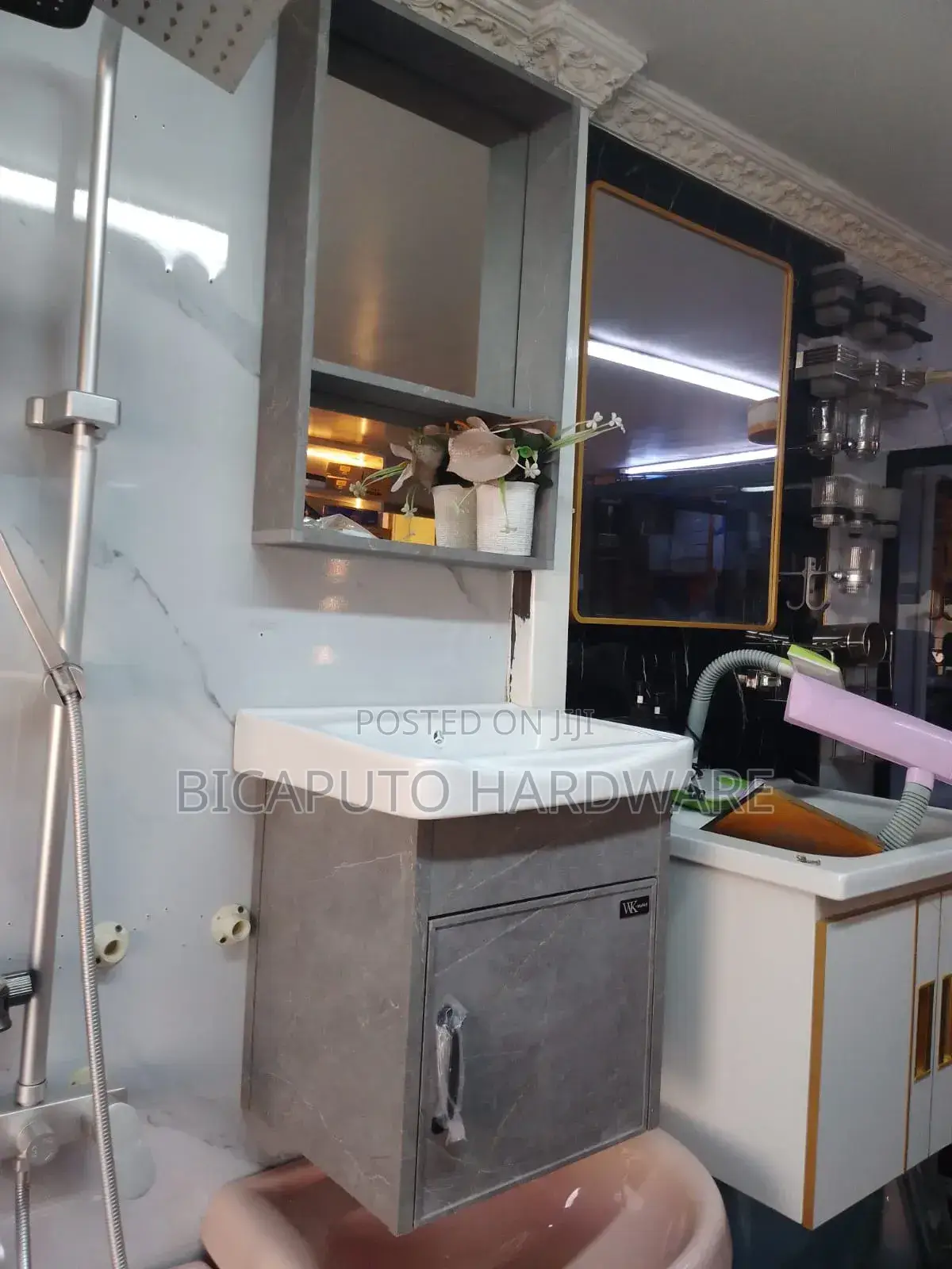 Vanity Cabinet Grey With Mirror