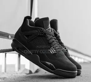All Black Unisex Air Jordan 4 J4 Sneakers Size 37 to 45