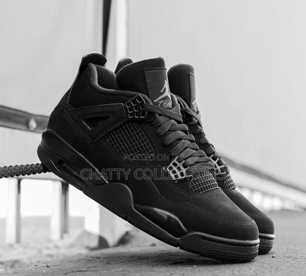 All Black Unisex Air Jordan 4 J4 Sneakers Size 37 to 45