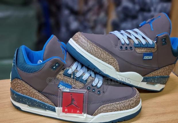 Brown and Blue Unisex Air Jordan 4 J4 Sneakers Size 37 to 45