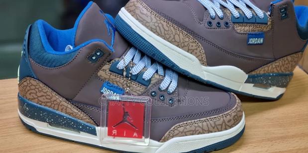 Brown and Blue Unisex Air Jordan 4 J4 Sneakers Size 37 to 45 - thumbnail 2