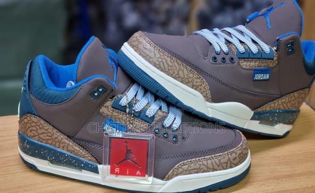 Brown and Blue Unisex Air Jordan 4 J4 Sneakers Size 37 to 45 - thumbnail 3