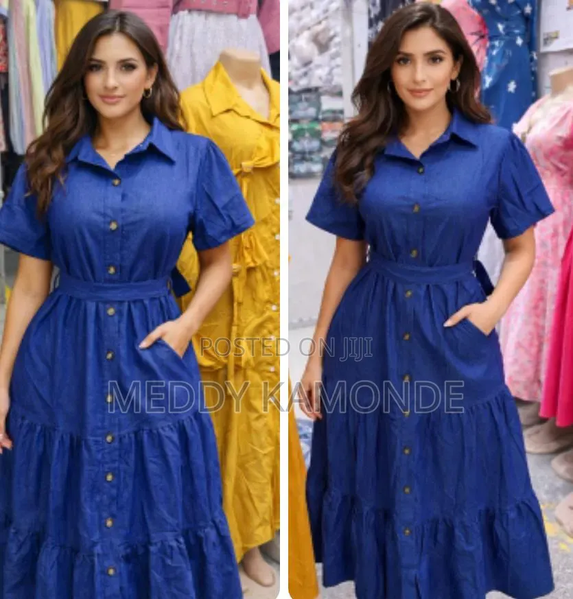 Trendy Long Blue Jeans Dress
