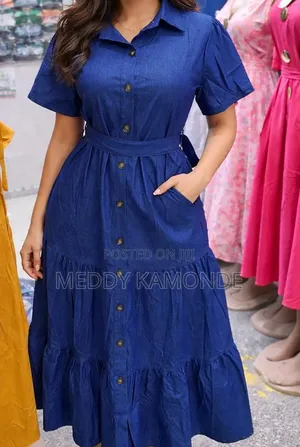 Trendy Long Blue Jeans Dress