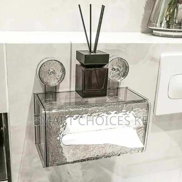Suction Cup Glacier-Pattern Tissue Box, Light Luxury Bathroom - thumbnail 2