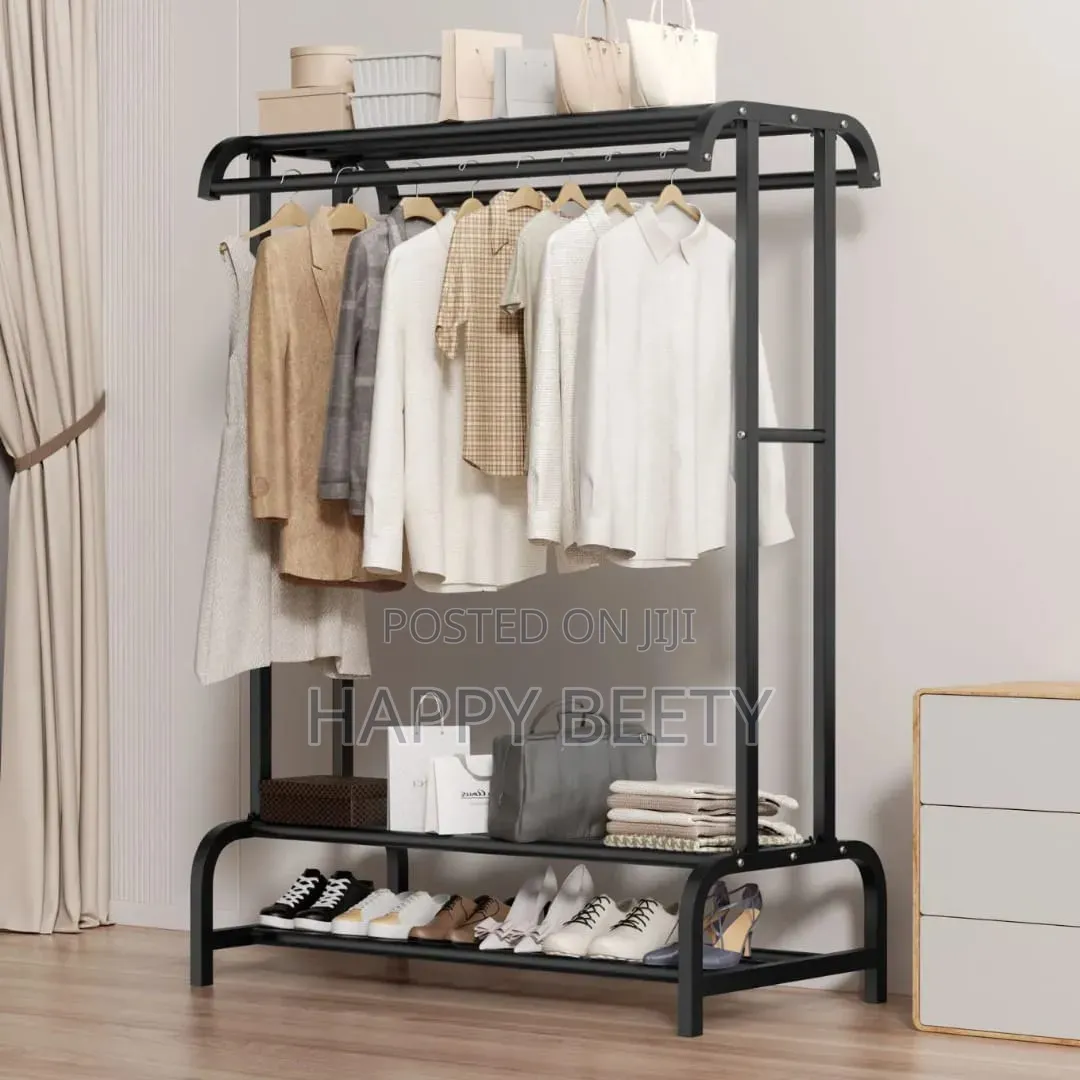 Double Pole Wheeled Multifunctional Clothes Drying Rack
