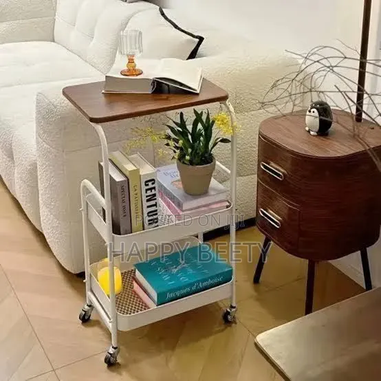 Wooden Top Double Mesh Trays Trolley Rack