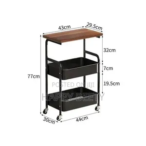 Wooden Top Double Mesh Trays Trolley Rack