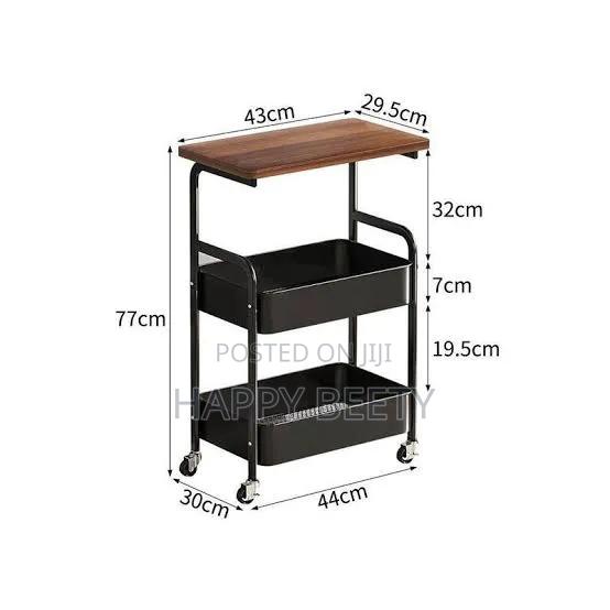 Wooden Top Double Mesh Trays Trolley Rack - thumbnail 4