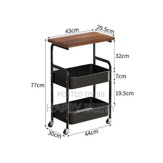 Wooden Top Double Mesh Trays Trolley Rack