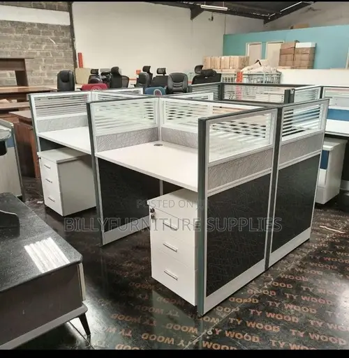 Contemporary 4 Way Workstation Nairobi – Team Workspace Solution