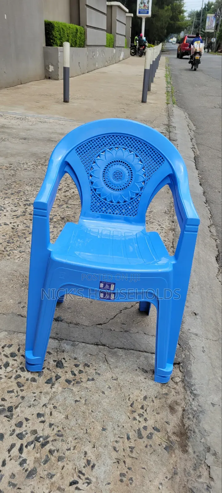 Blue Plastic Chair With Armrest Available