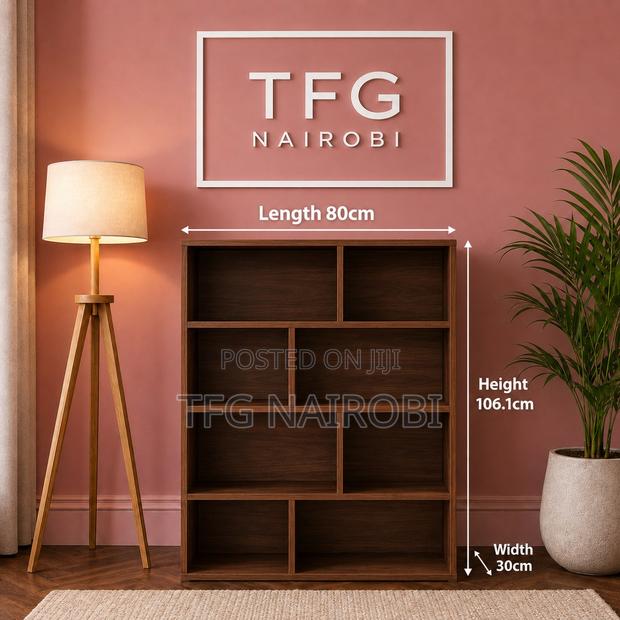 American Walnut Mini Bookshelf | 8-Compartment Small Bookcase - thumbnail 2
