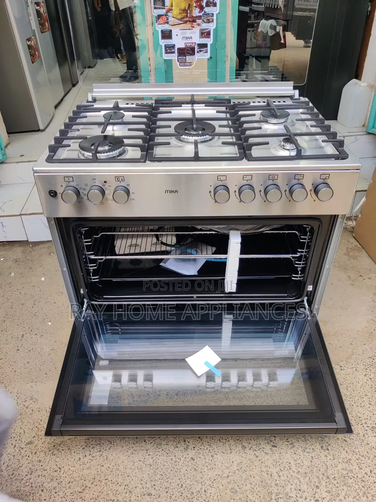 Mika Standing Cooker, 90cm X 60cm, 5 Gas Pool Jet Burners, Full Oven.