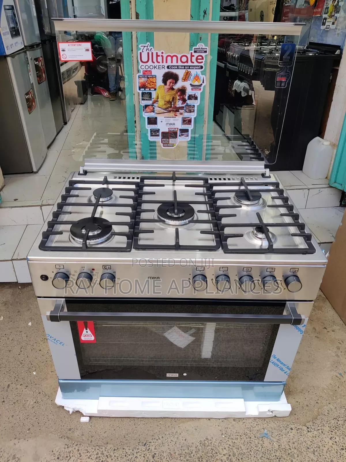 Mika Standing Cooker, 90cm X 60cm, 5 Gas Pool Jet Burners, Full Oven.