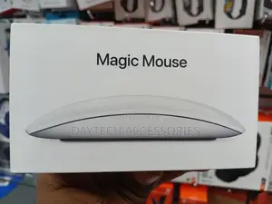 This Is an Apple Magic Mouse in White With a Multi-Touch Surface.