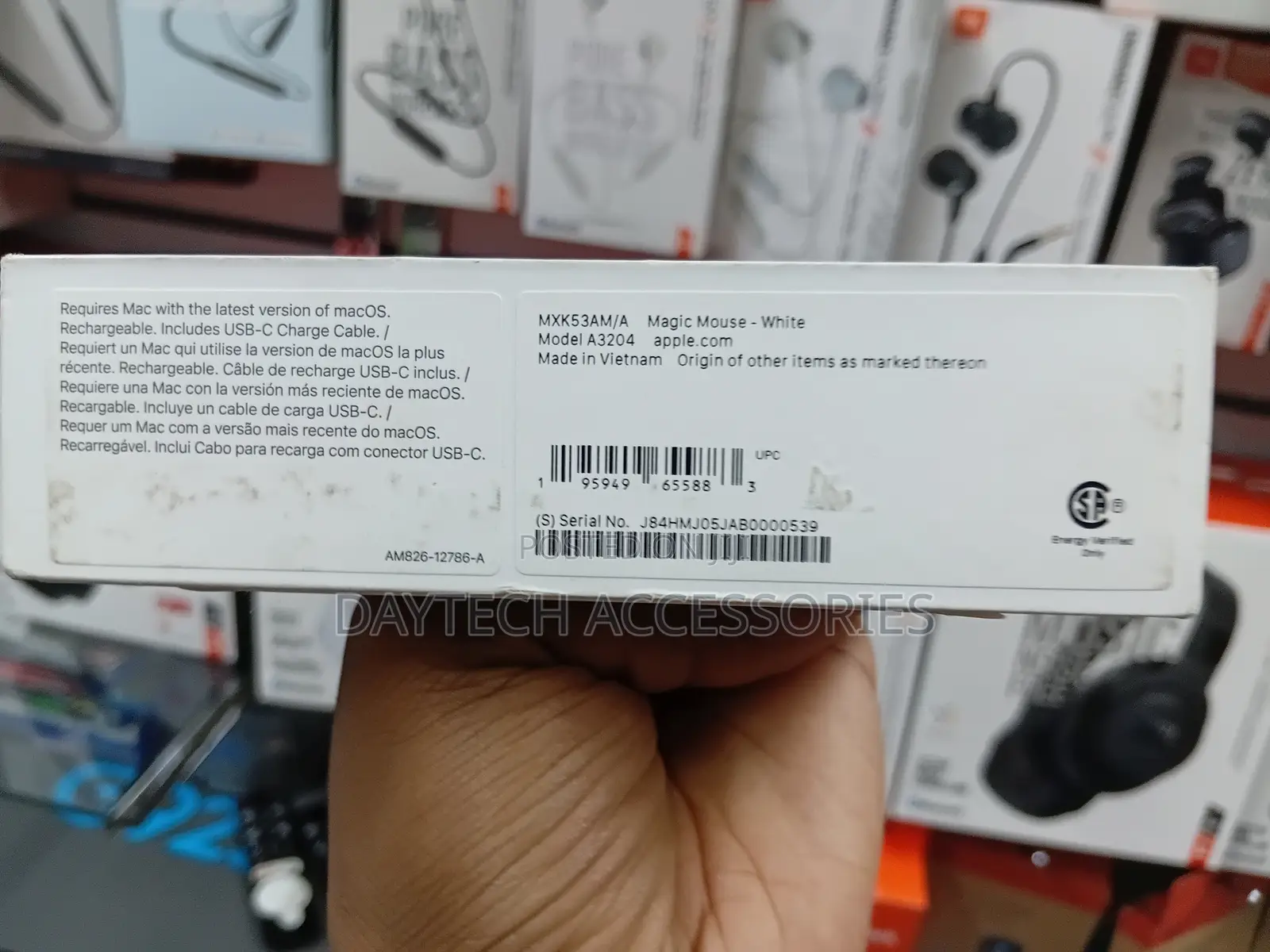 This Is an Apple Magic Mouse in White With a Multi-Touch Surface.