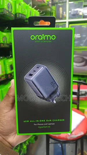 Oraimo Hypergan 65 Smart Gan Charger for Laptop, Tablet Phone