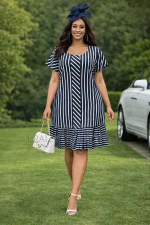 Mixed Stripped Dress With a Hem