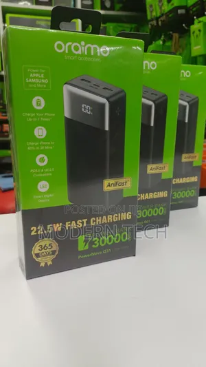 Oraimo 22.5w Fast Charging Power Bank 30000mah Usb-C Pd