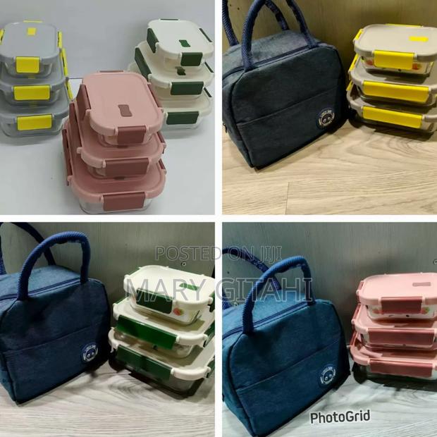 Glass Snack Box With Lunch Capacity:410ml,700ml,1040ml