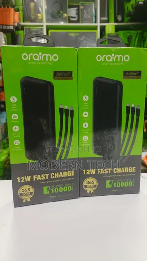 Oraimo 10000mah Portable Fast Charge Power Bank
