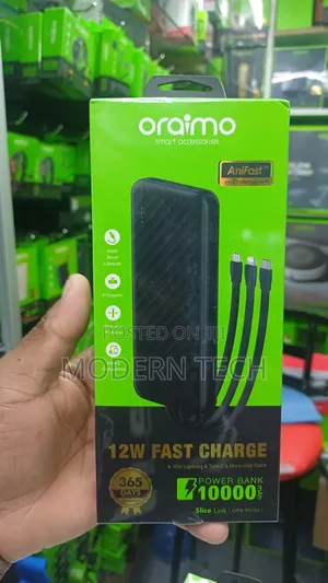 Oraimo Slice Link 10000mah 12w Inbuilt Cables Power Bank