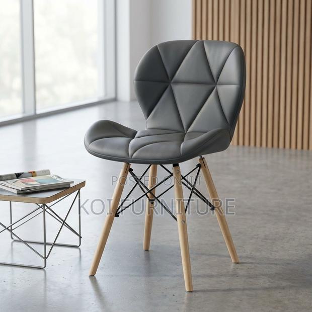 Dining Chair : Black Faux Leather Eames-Style Dining Chair