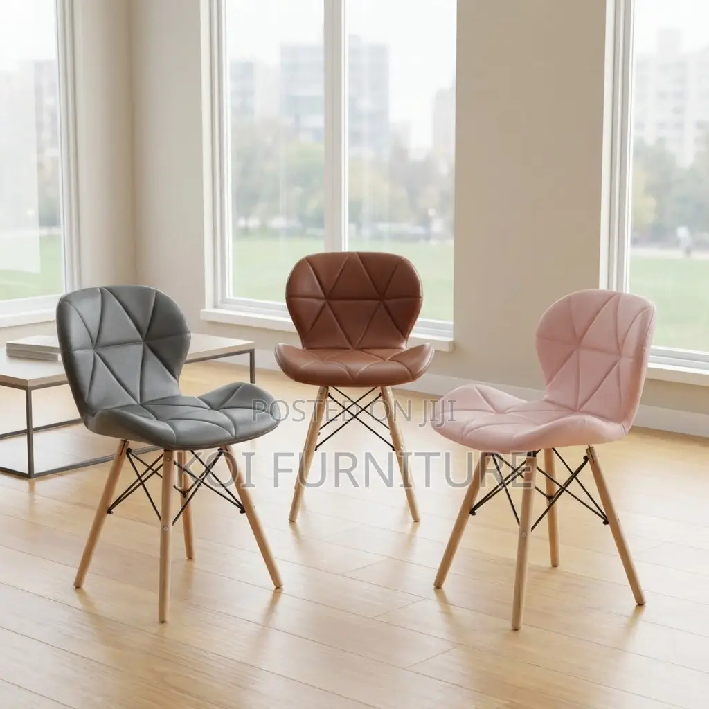 Dining Chair : Black Faux Leather Eames-Style Dining Chair