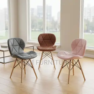 Dining Chair : Black Faux Leather Eames-Style Dining Chair