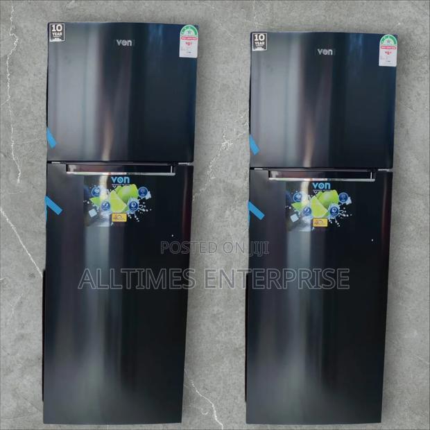 *Von Fridge Double Door 334litres No Frost Refrigerator Black
