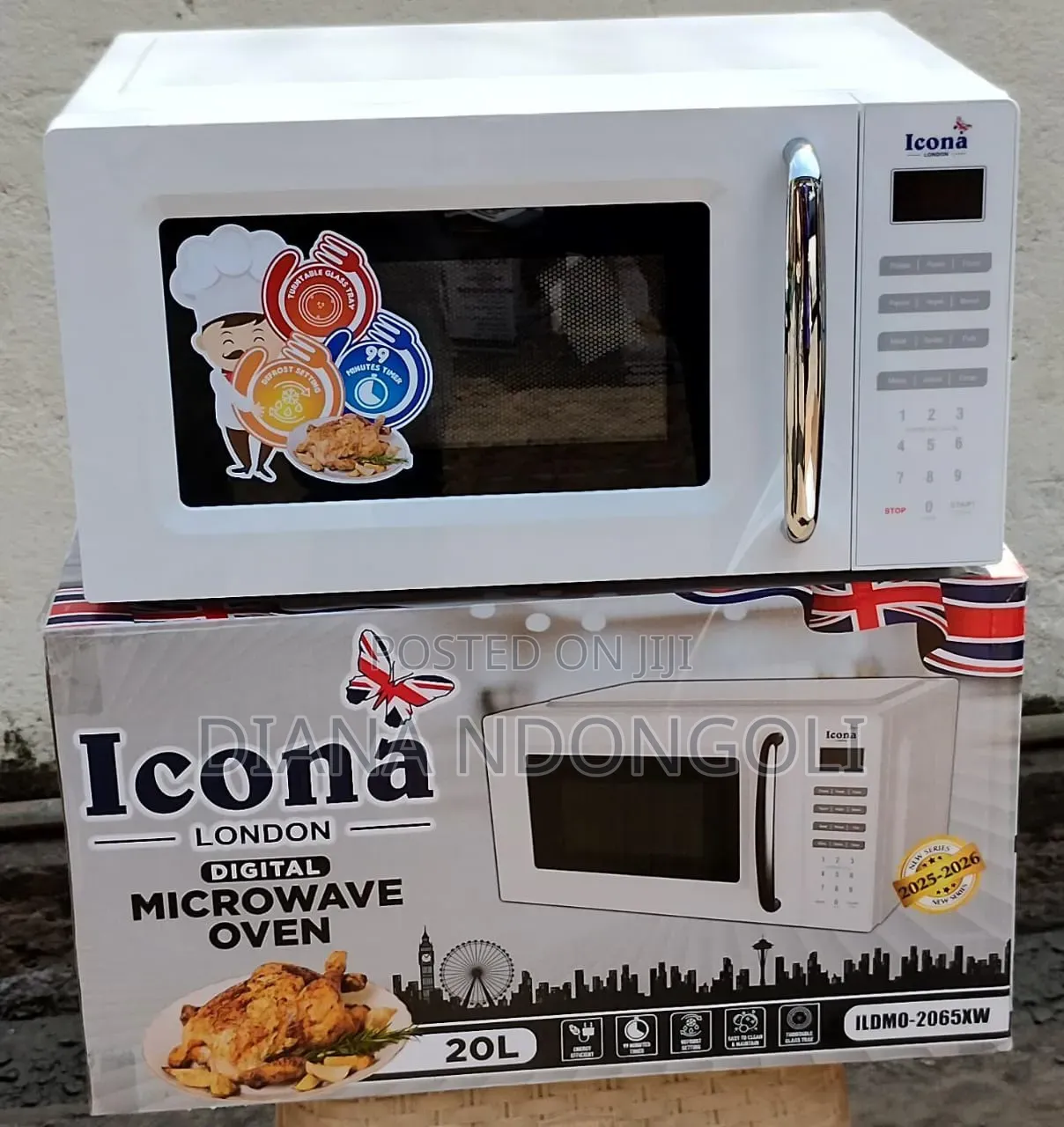 *20l Icona Digital Microwave *White and Black* *Model Ildmo-2065xw*