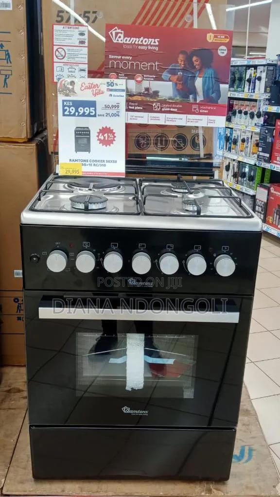 Ramtons Standing Cooker 60*60cm. 3g+1e . Electric Oven. (Black)