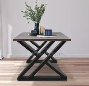 Study Table: Heavy Duty Metal Legs Wooden Table