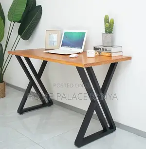 Study Table: Heavy Duty Metal Legs Wooden Table