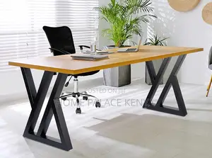 Study Table: Heavy Duty Metal Legs Wooden Table