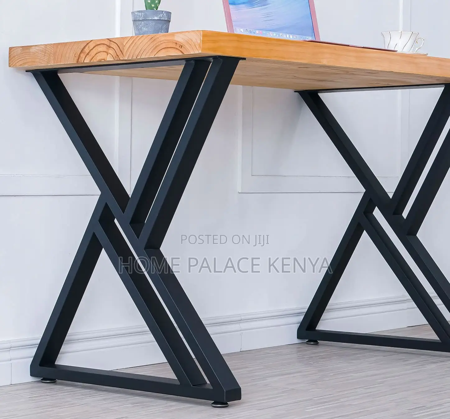 Study Table: Heavy Duty Metal Legs Wooden Table