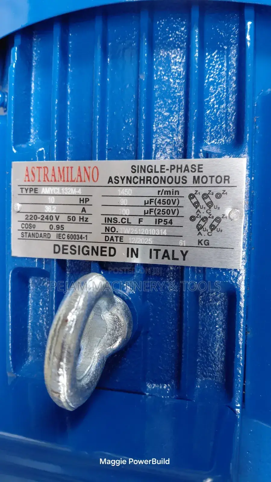 Astramilano Italy 10hp Single Phase 1450 RPM Electric Motor With Puley